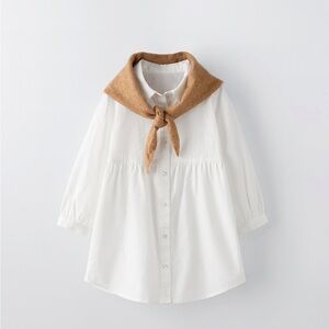 Zara shirt dress with knit shawl